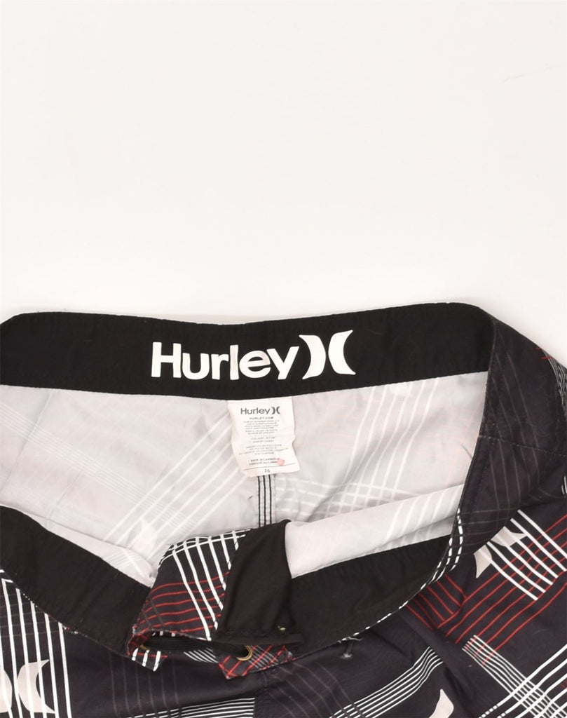 HURLEY Womens Graphic Swimming Shorts W36 Large Black Polyester | Vintage Hurley | Thrift | Second-Hand Hurley | Used Clothing | Messina Hembry 