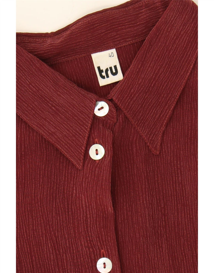 TRU Womens Shirt Blouse EU 40 Medium Burgundy Cupro Vintage Tru and Second-Hand Tru from Messina Hembry 