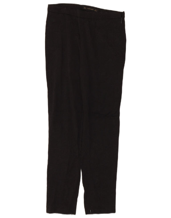 Zara Womens Skinny Casual Trousers Small W27 L28 Black Floral Viscose