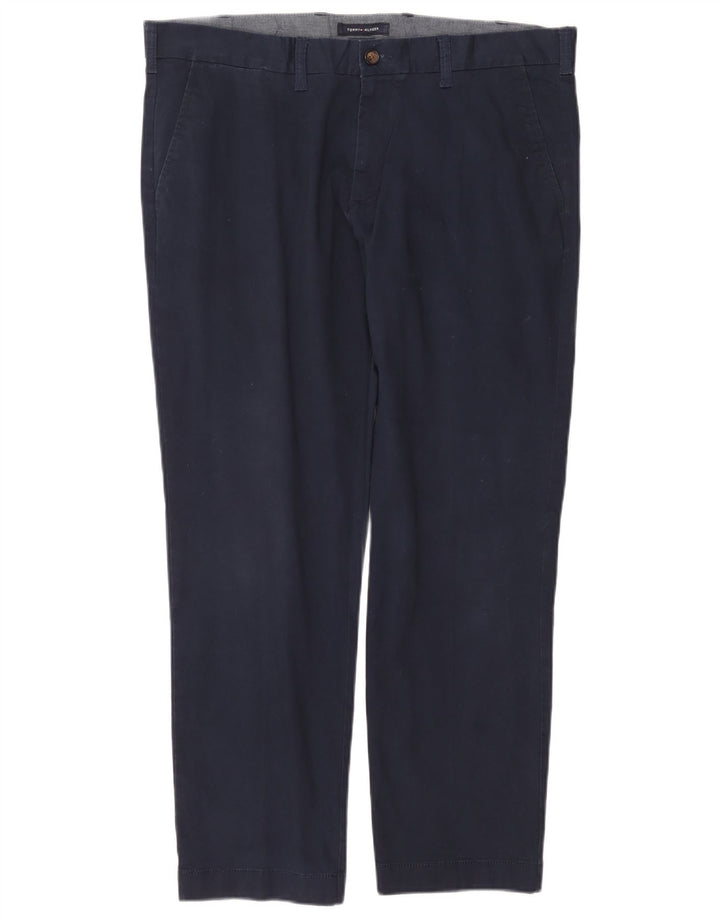 TOMMY HILFIGER Mens Tailored Fit Straight Chino Trousers W38 L30 Navy Blue