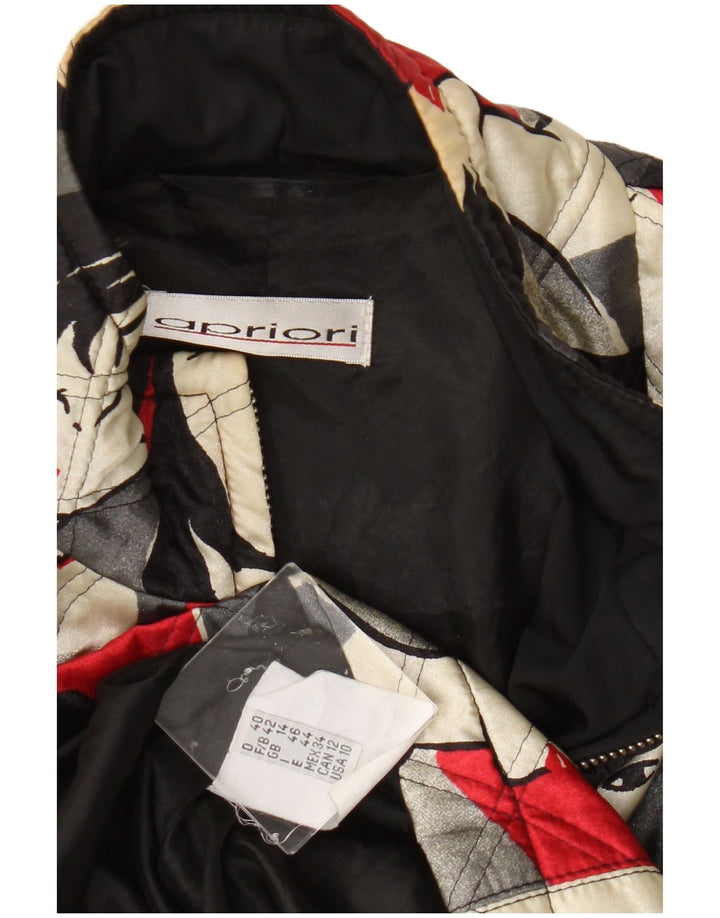 Apriori Womens Graphic Bomber Jacket UK 14 Large Multicoloured Acetate