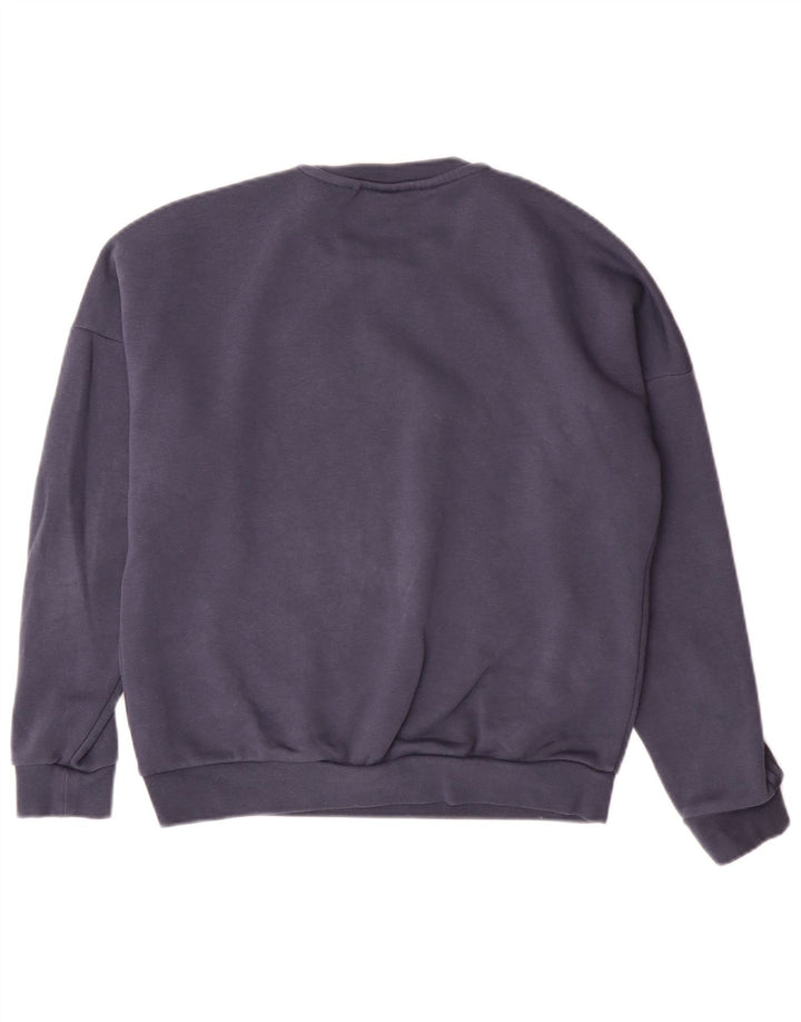 ADIDAS Womens Graphic Sweatshirt Jumper UK 12 Medium Navy Blue Cotton