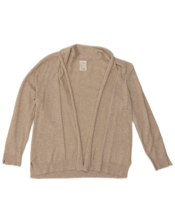 Zara Womens Open Cardigan Sweater UK 8 Small Beige Viscose