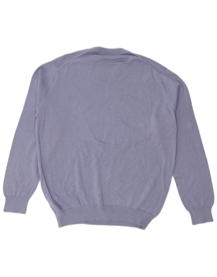 LACOSTE Mens Crew Neck Jumper Sweater Size 5 Large Blue Cotton