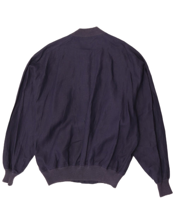 Avon Celli Mens Loose Fit Bomber Jacket IT 46 Small Navy Blue Linen