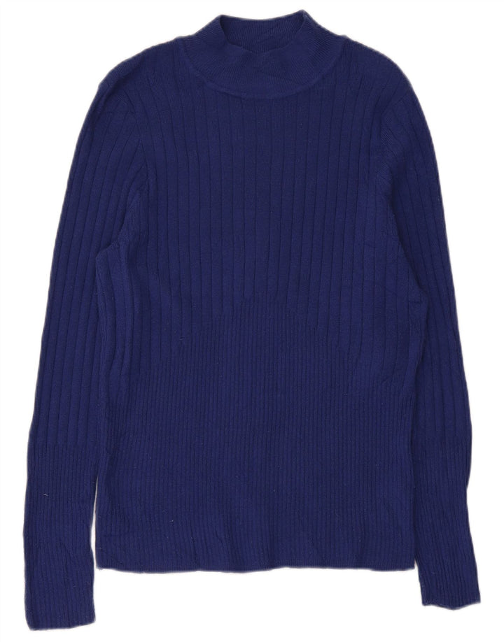 Marks & Spencer Womens Turtle Neck Jumper Sweater UK 16 Large Navy Blue