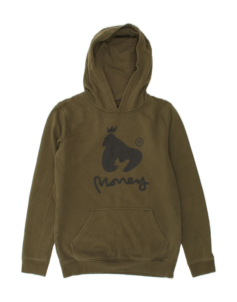 MONEY Boys Graphic Hoodie Jumper 12-13 Years Green Cotton | Vintage Money | Thrift | Second-Hand Money | Used Clothing | Messina Hembry 