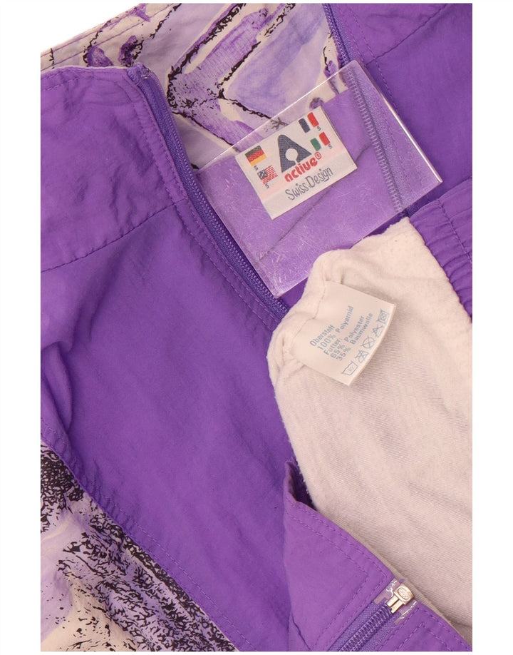 Active Mens Loose Fit Tracksuit Top Jacket Small Purple Geometric Polyamide