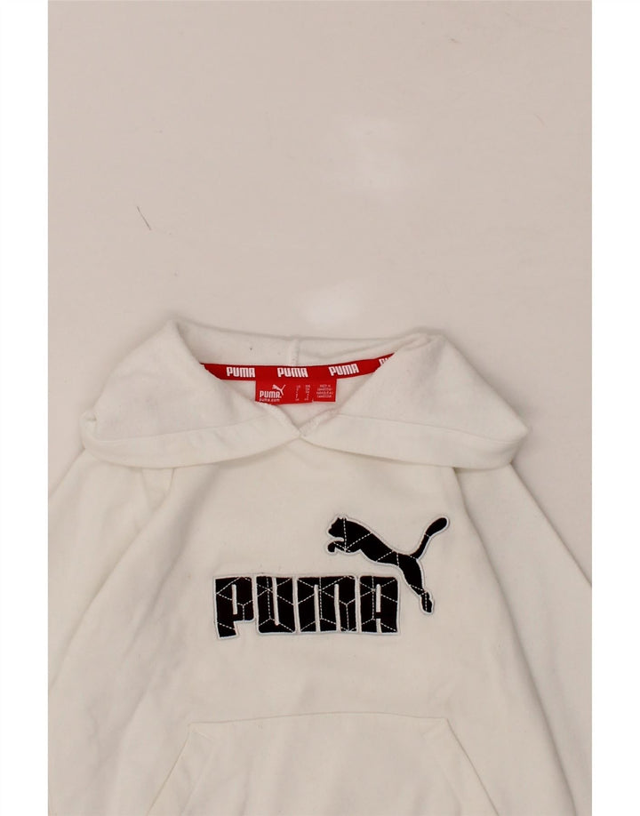 PUMA Boys Graphic Hoodie Jumper 3-4 Years White Cotton Vintage Puma and Second-Hand Puma from Messina Hembry 