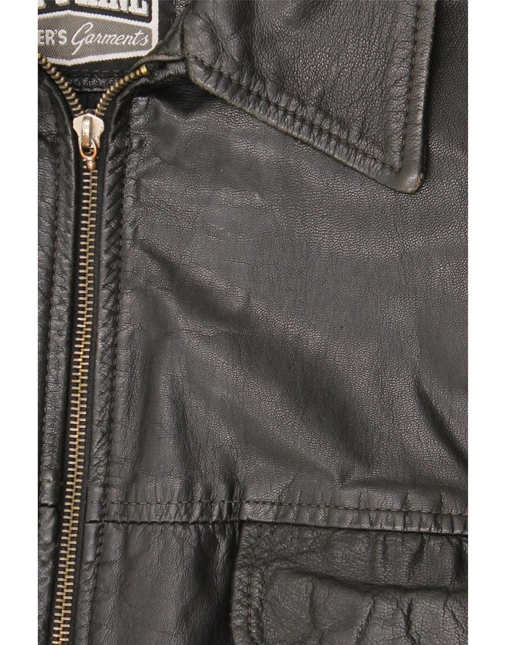 Jet Plane Mens Leather Jacket IT 56 3XL Black Leather
