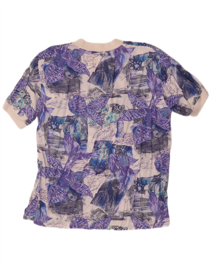 Vintage Mens T-Shirt Top Large Purple Floral