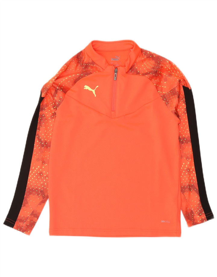 Puma Boys Graphic Pullover Tracksuit Top 11-12 Years Orange Colourblock