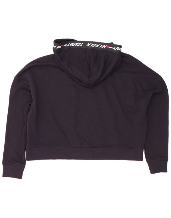 Tommy Hilfiger Womens Oversized Crop Hoodie Jumper UK 16 Large Navy Blue