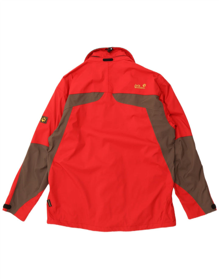 JACK WOLFSKIN Mens Rain Jacket UK 44/46 XL Red Colourblock Polyamide
