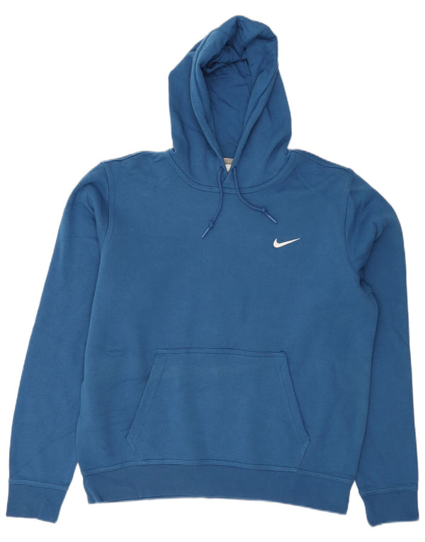 Nike Mens Hoodie Jumper Large Blue Cotton