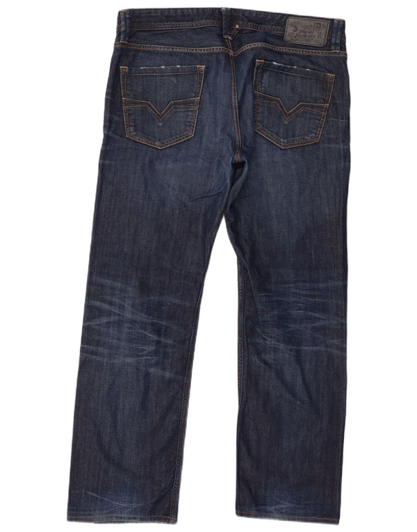 Diesel Mens Larkee Regular Straight Jeans W36 L30 Navy Blue Cotton