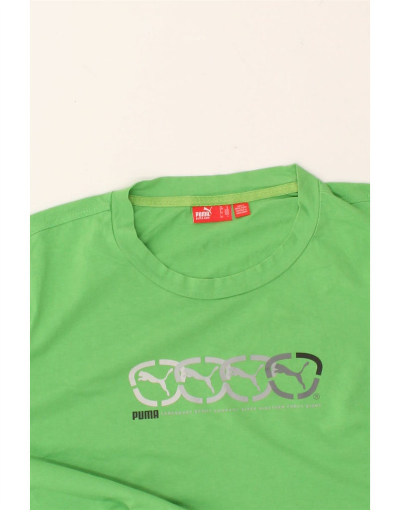 PUMA Mens Graphic T-Shirt Top Large Green | Vintage Puma | Thrift | Second-Hand Puma | Used Clothing | Messina Hembry 