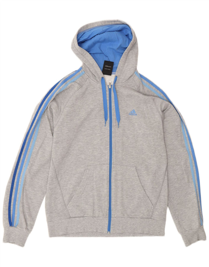 Adidas Mens Zip Hoodie Sweater Medium Grey Cotton
