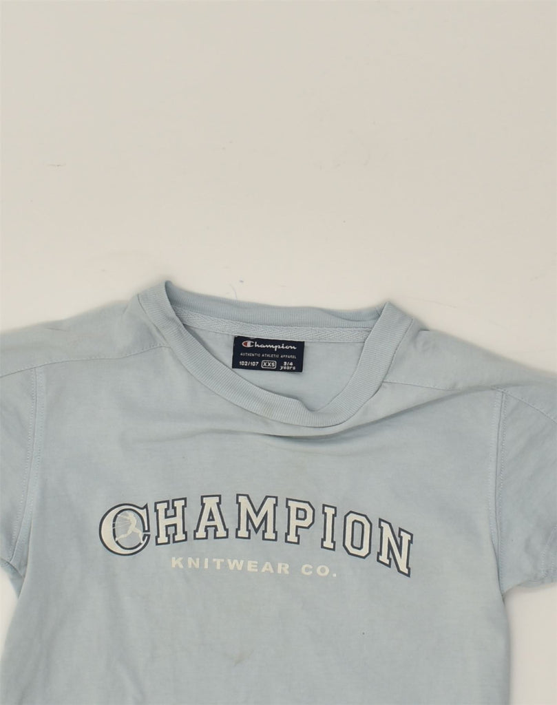 CHAMPION Boys Graphic T-Shirt Top 3-4 Years 2XS Blue Cotton | Vintage Champion | Thrift | Second-Hand Champion | Used Clothing | Messina Hembry 