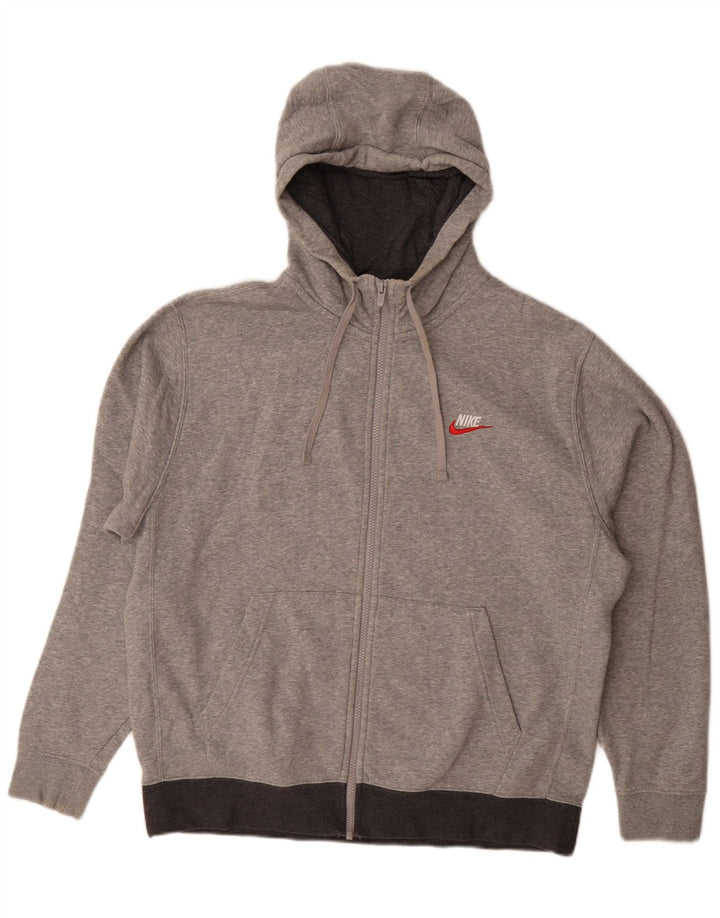 Nike Mens Zip Hoodie Sweater Large Grey Colourblock Cotton