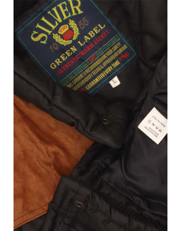 Vintage Mens Padded Gilet UK 40 Large Black Colourblock Polyester