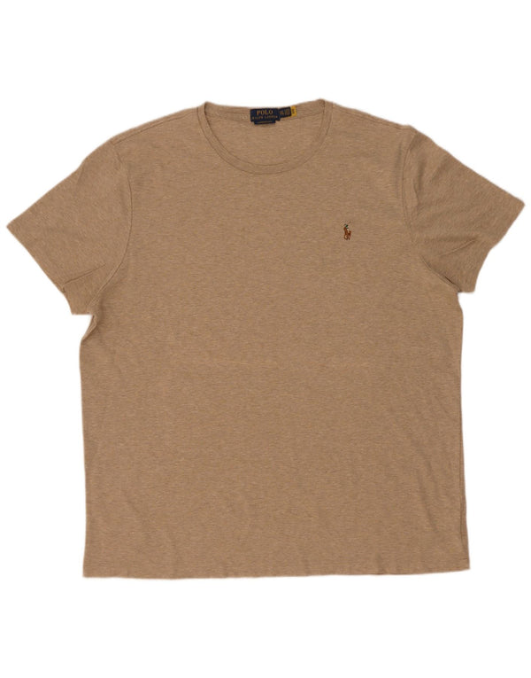 Polo Ralph Lauren Mens Custom Slim Fit T-Shirt Top 2XL Beige Flecked Cotton