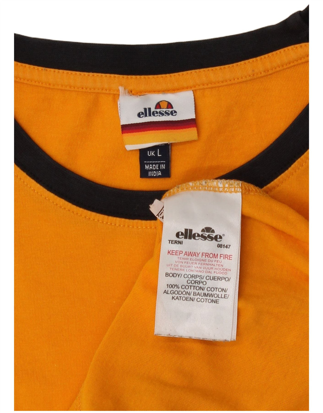 Ellesse Mens Graphic T-Shirt Top Large Orange Cotton
