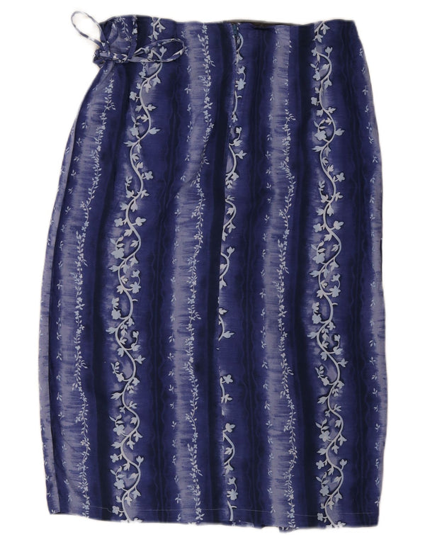 Vintage Womens Wrap Skirt UK 18 XL W30 Blue Floral