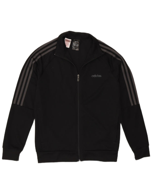 Adidas Boys Climalite Tracksuit Top Jacket 13-14 Years Black Polyester