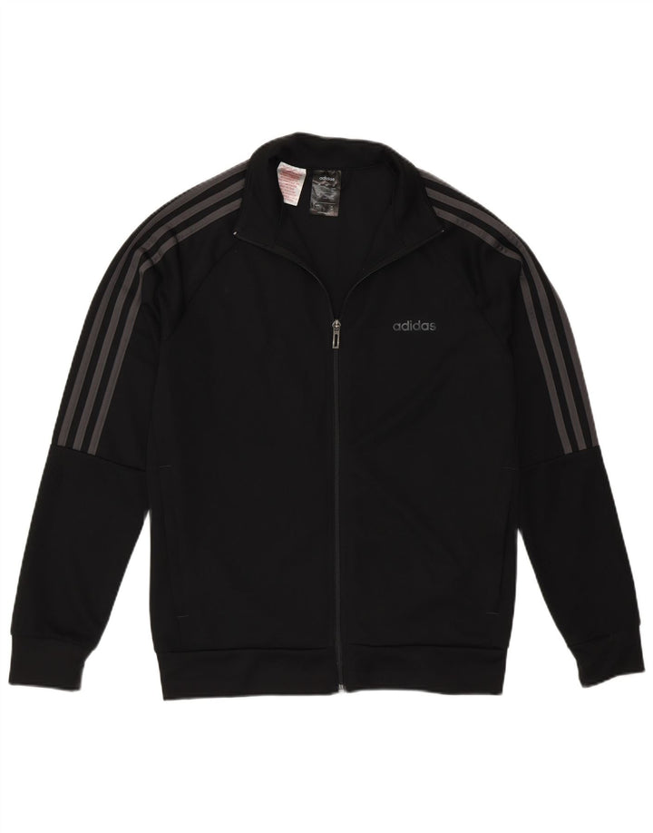 Adidas Boys Climalite Tracksuit Top Jacket 13-14 Years Black Polyester