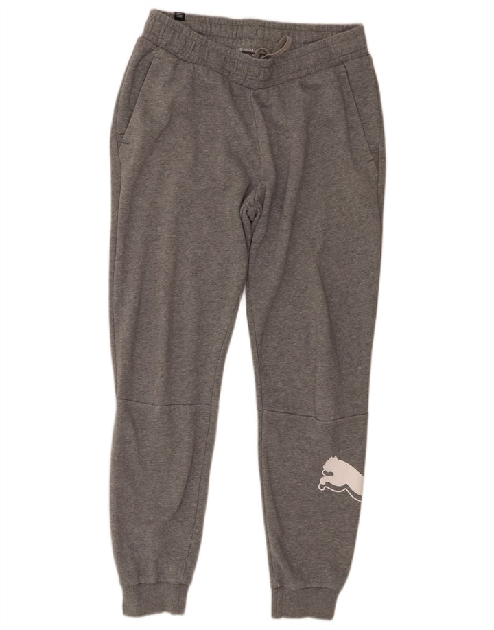 Puma Mens Graphic Tracksuit Trousers Joggers Medium Grey Flecked Cotton