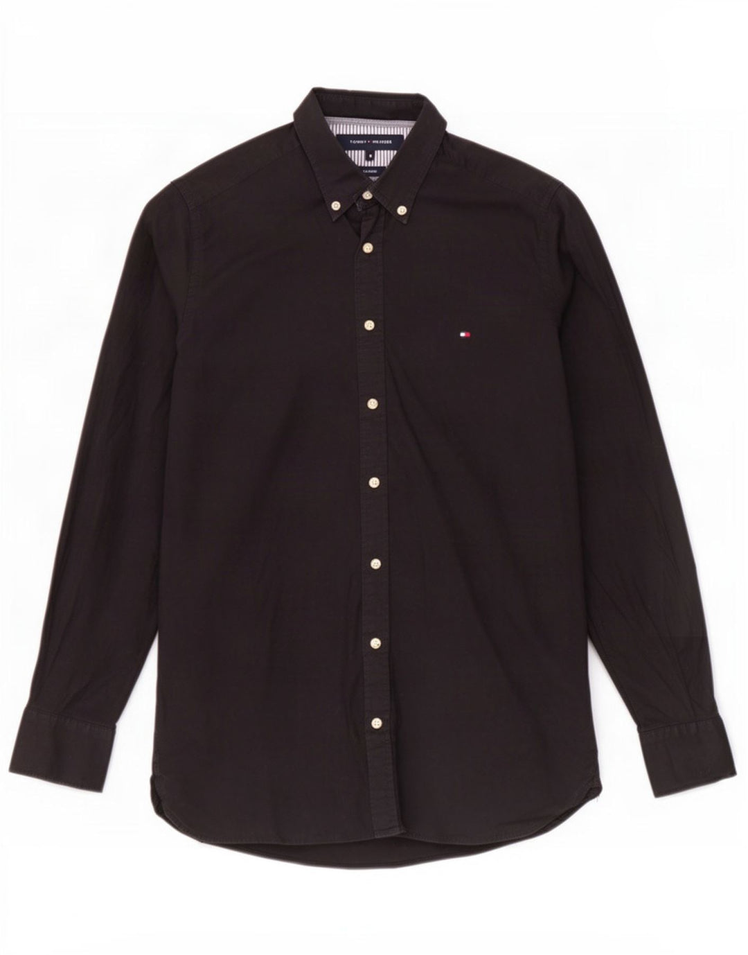 Tommy Hilfiger Mens Stretch Shirt Medium Black Cotton