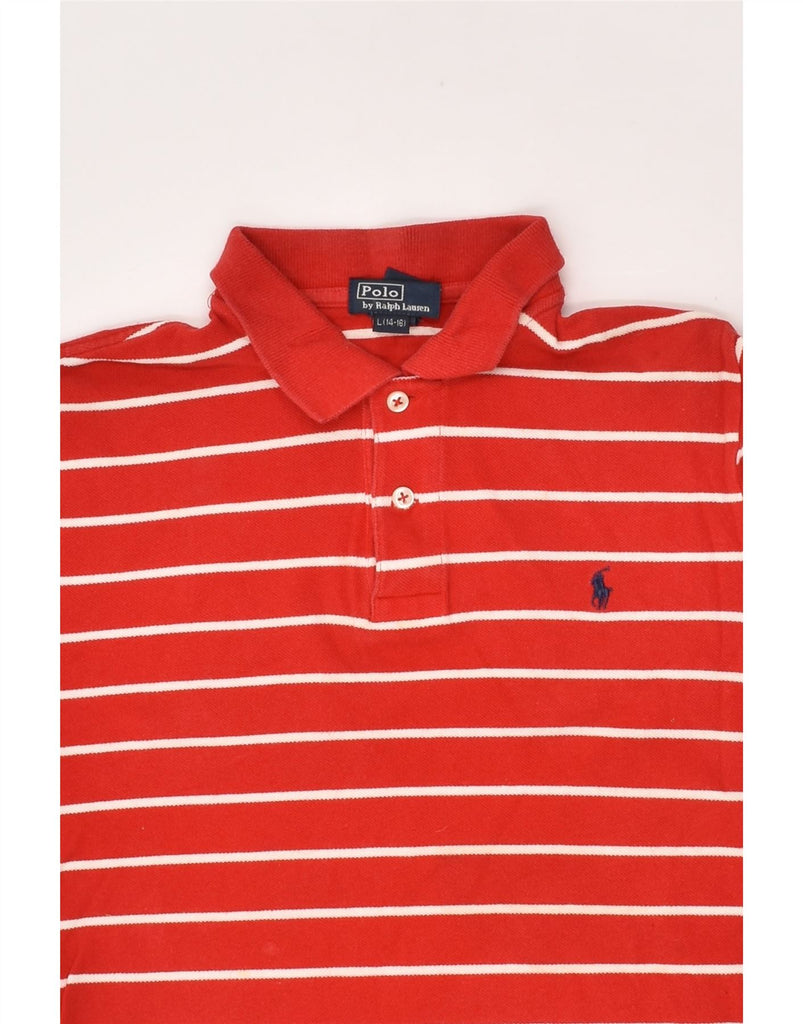 POLO RALPH LAUREN Boys Polo Shirt 14-15 Years Large  Red Striped Cotton | Vintage Polo Ralph Lauren | Thrift | Second-Hand Polo Ralph Lauren | Used Clothing | Messina Hembry 