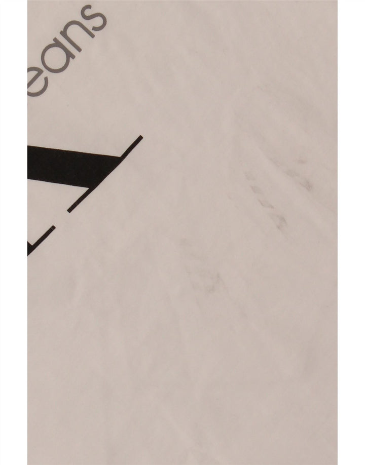 CALVIN KLEIN JEANS Mens Graphic T-Shirt Top Small White Cotton