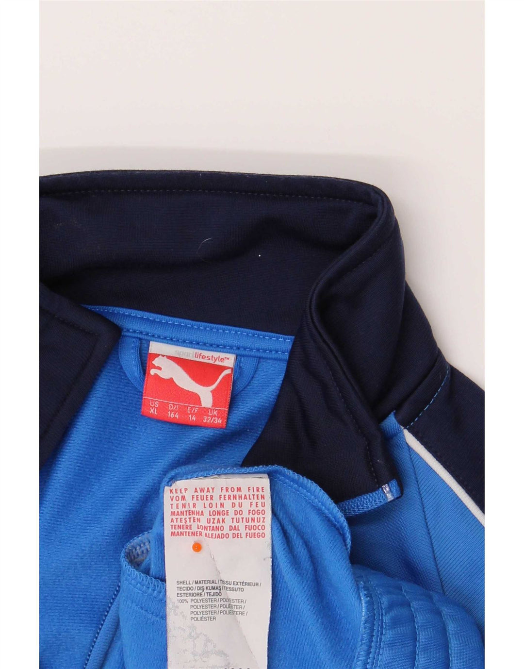 Puma Boys Graphic Tracksuit Top Jacket 13-14 Years Blue Colourblock