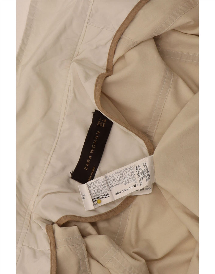 Zara Womens Utility Jacket UK 14 Large Off White Polyester