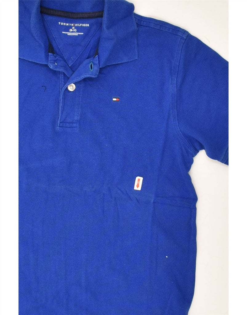 TOMMY HILFIGER Boys Polo Shirt 8-9 Years Medium Blue Cotton | Vintage Tommy Hilfiger | Thrift | Second-Hand Tommy Hilfiger | Used Clothing | Messina Hembry 