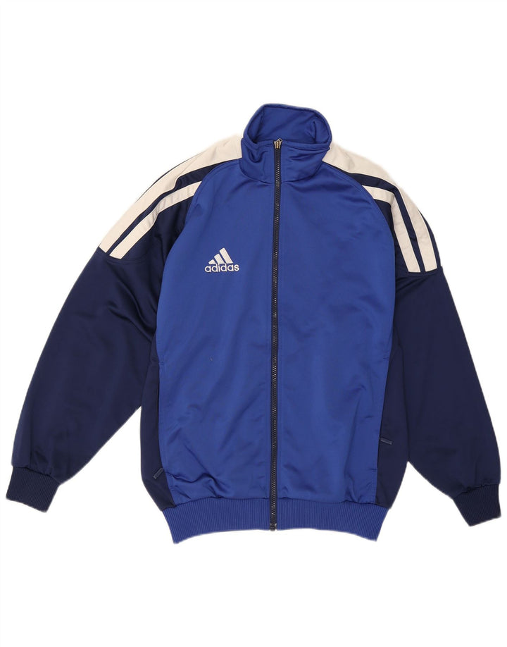 Adidas Boys Tracksuit Top Jacket 13-14 Years Navy Blue Colourblock