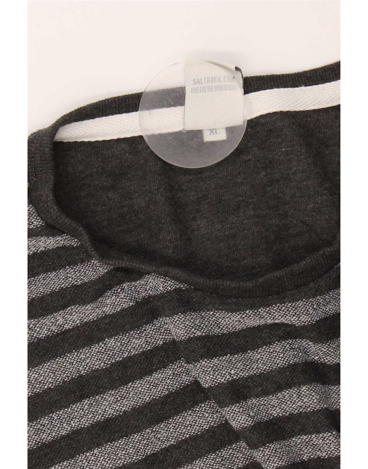 Saltrock Mens Top Long Sleeve XL Grey Striped Cotton