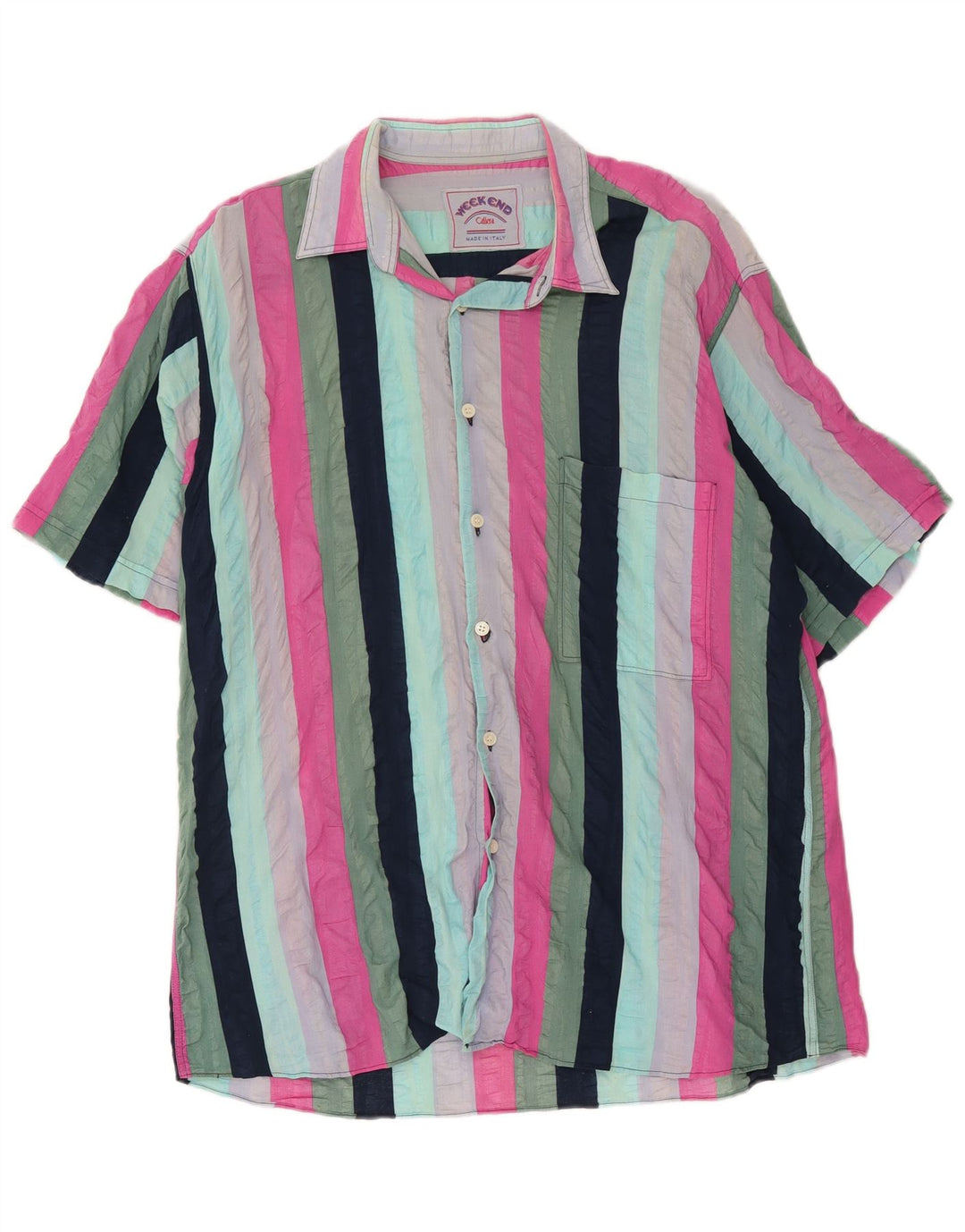 Weekend Mens Short Sleeve Shirt Medium Multicoloured Striped