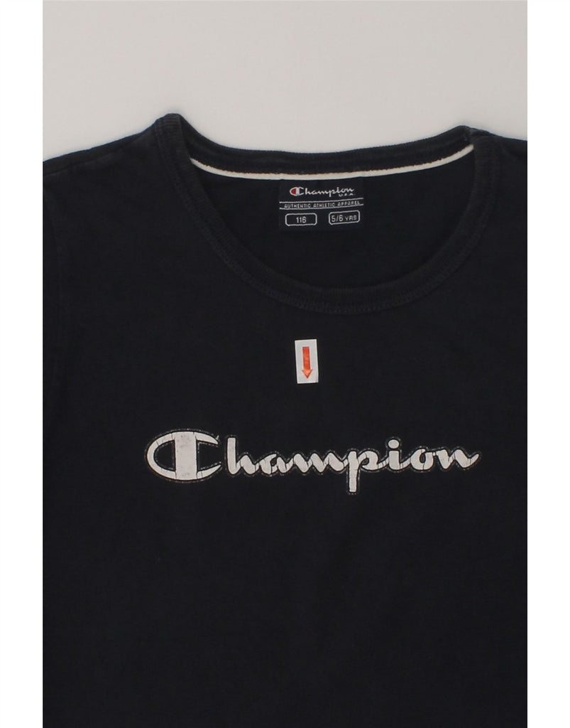 CHAMPION Girls Graphic T-Shirt Top 5-6 Years Navy Blue | Vintage Champion | Thrift | Second-Hand Champion | Used Clothing | Messina Hembry 