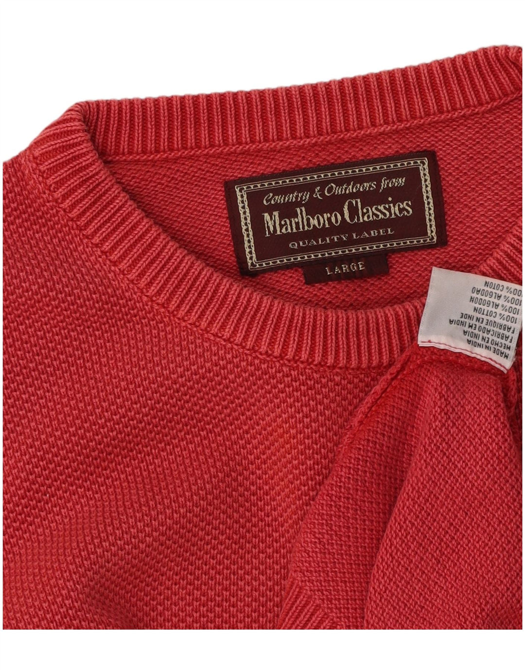 MARLBORO CLASSICS Mens Boat Neck Jumper Sweater Large Red Cotton