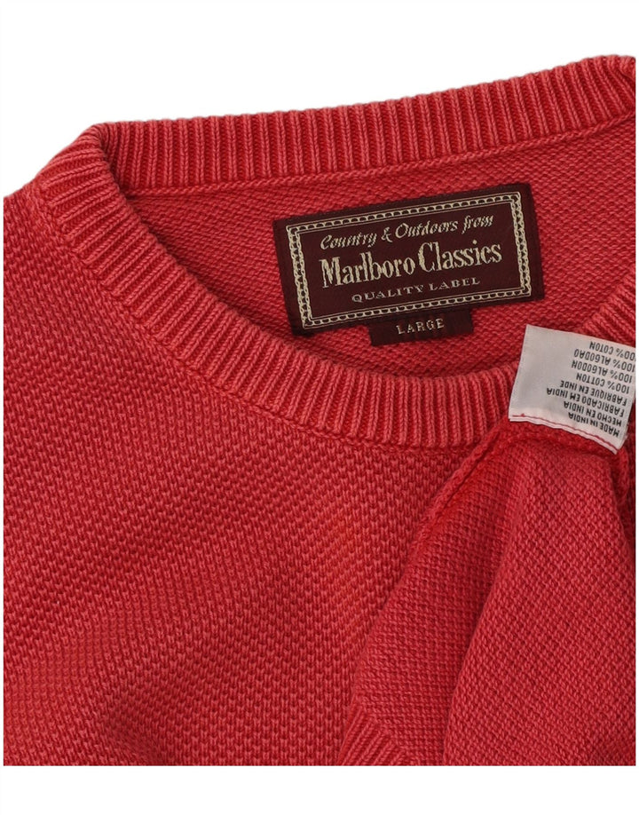 MARLBORO CLASSICS Mens Boat Neck Jumper Sweater Large Red Cotton