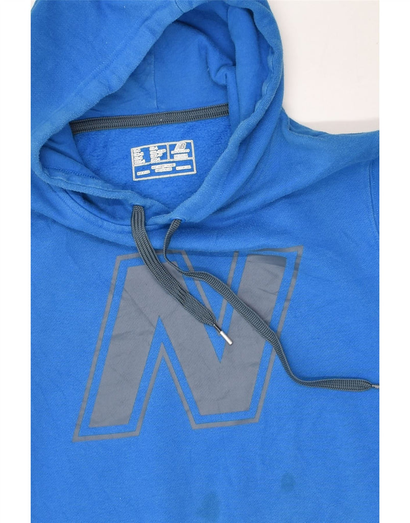 NEW BALANCE Mens Graphic Hoodie Jumper Medium Blue Cotton | Vintage New Balance | Thrift | Second-Hand New Balance | Used Clothing | Messina Hembry 