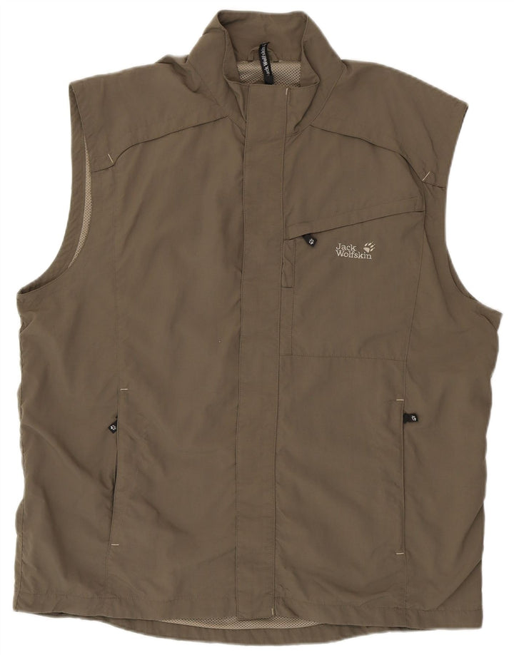 JACK WOLFSKIN Mens Sleeveless Tracksuit Top Jacket UK 46/48 2XL Grey