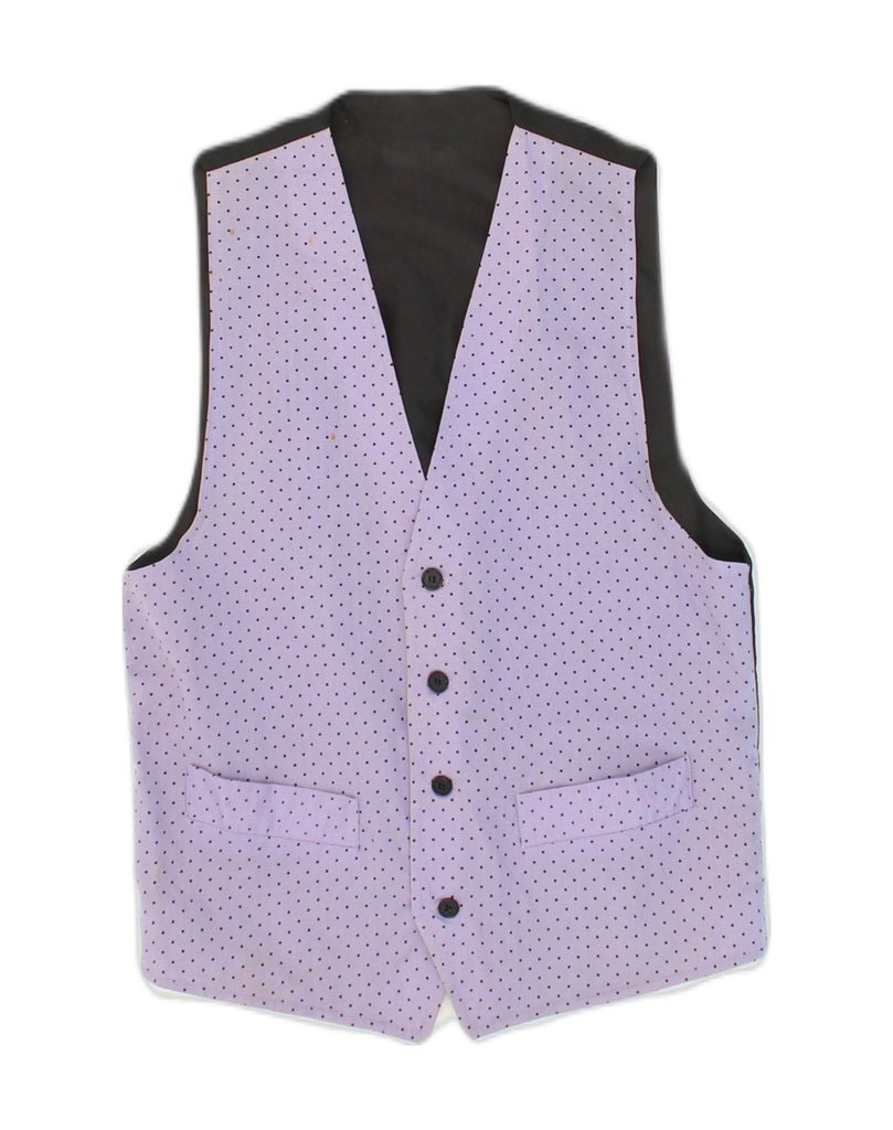 VINTAGE Mens Waistcoat Medium Purple Polka Dot Cotton | Vintage Vintage | Thrift | Second-Hand Vintage | Used Clothing | Messina Hembry 