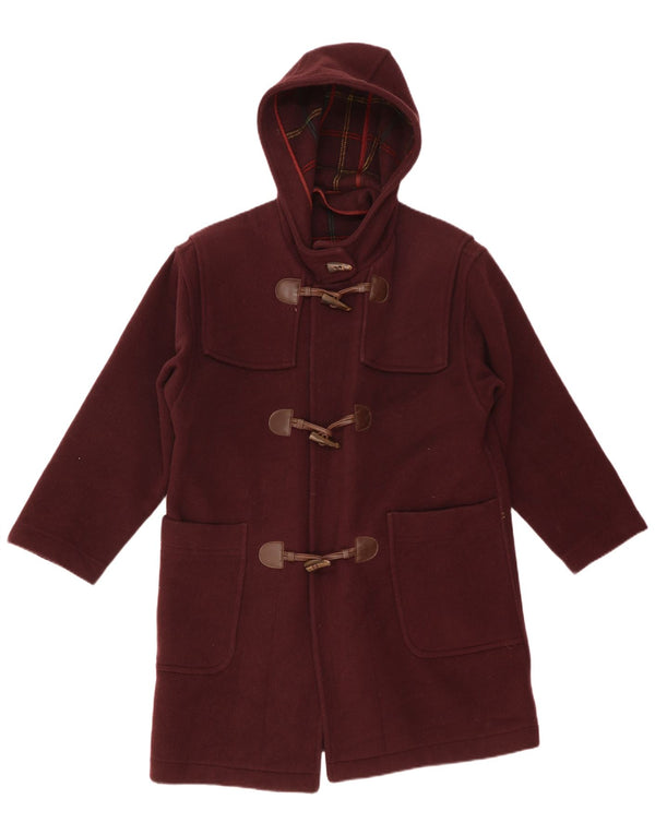 Merlet Mens Hooded Duffle Coat EU 46 Small Burgundy Virgin Wool
