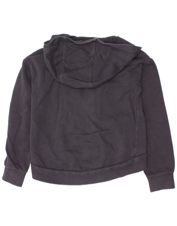 Nike Girls Zip Hoodie Sweater 8-9 Years Small Black Cotton