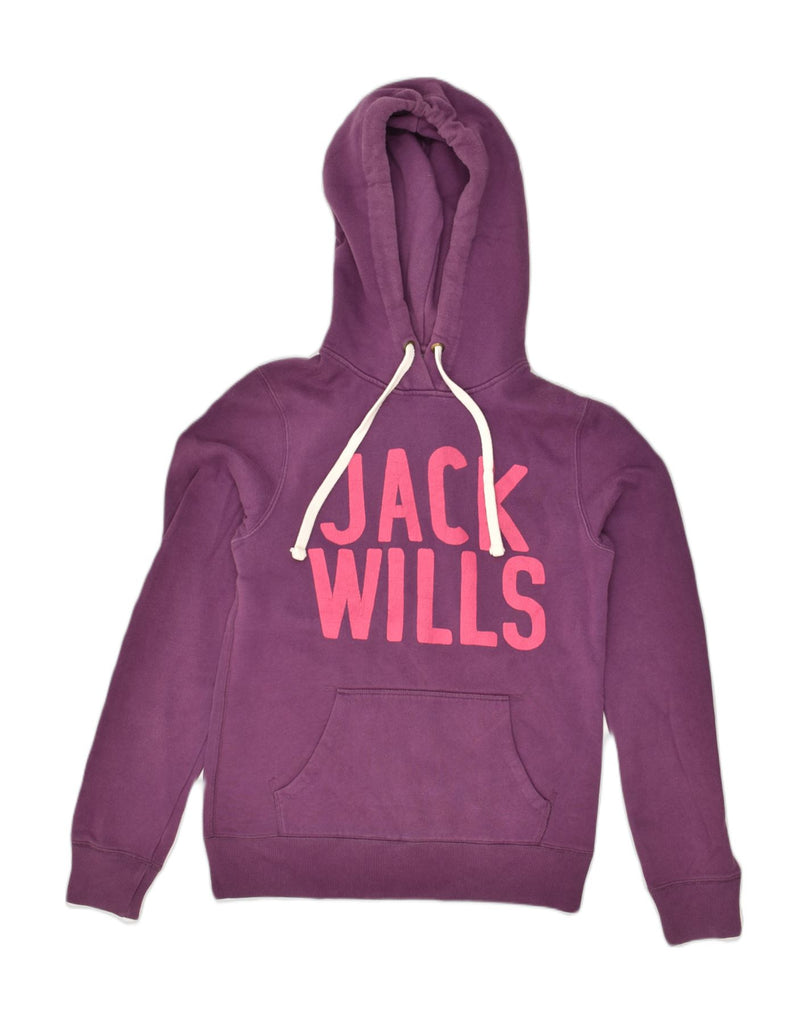 JACK WILLS Womens Graphic Hoodie Jumper UK 8 Small Purple Cotton | Vintage Jack Wills | Thrift | Second-Hand Jack Wills | Used Clothing | Messina Hembry 