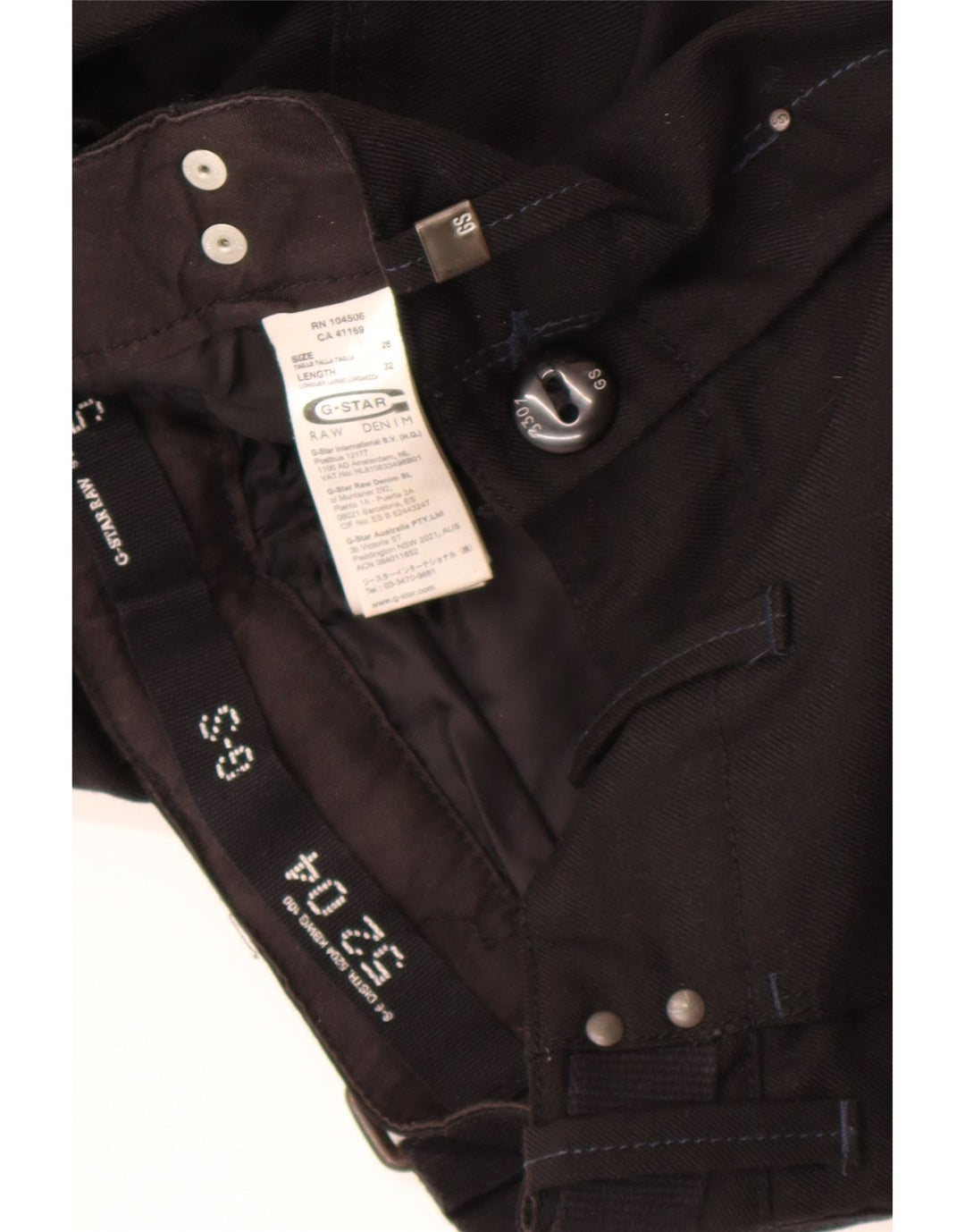 G-Star Womens Straight Chino Trousers W26 L28 Black Wool